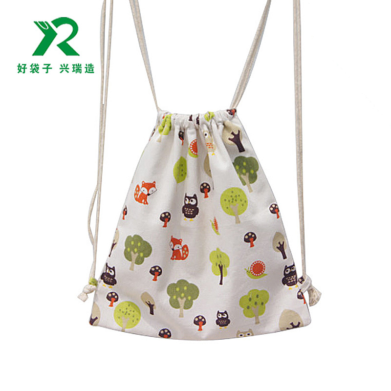 时尚印花帆布束口背包袋