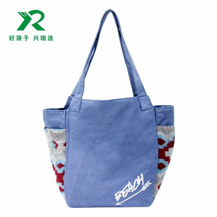 外贸拼接韩版牛仔袋定制