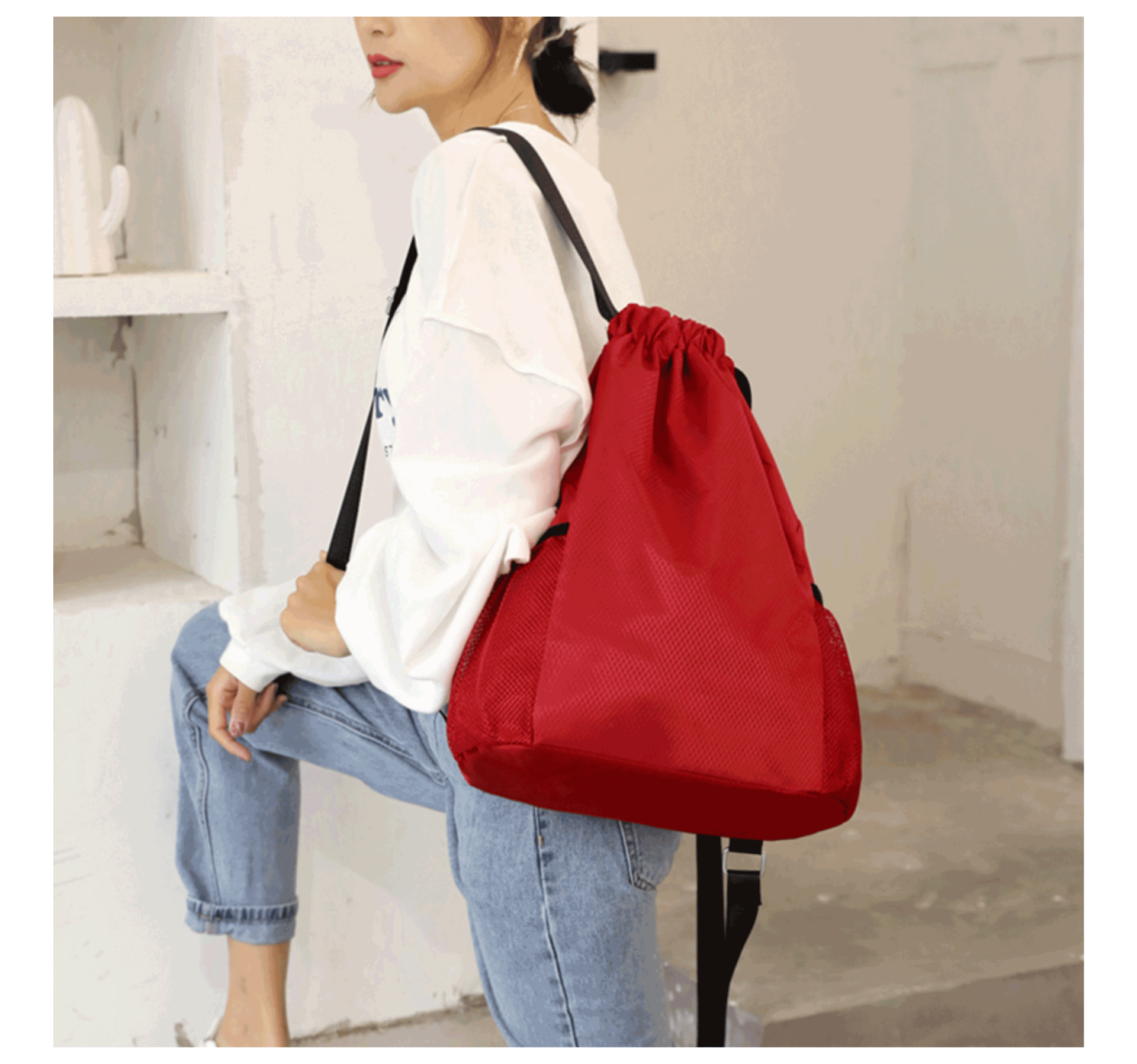 双肩简易旅行抽绳束口袋